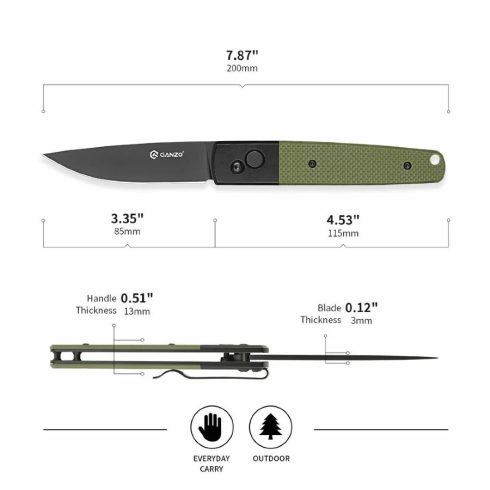 Ganzo Firebird G721B - automatic folding knife (Green)